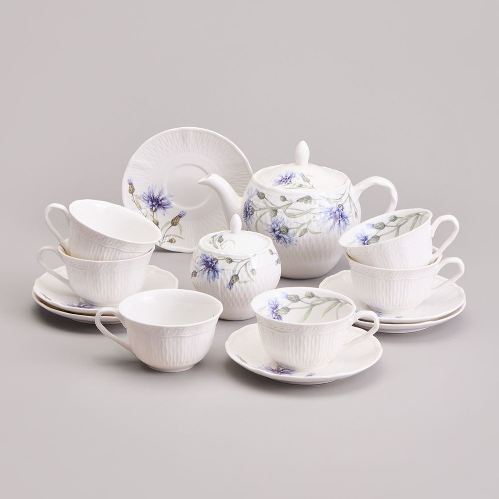 ЧАЙНЫЙ СЕРВИЗ LEFARD "ВАСИЛЬКИ" НА 6 ПЕР. 14 ПР. 800/300/250 МЛ