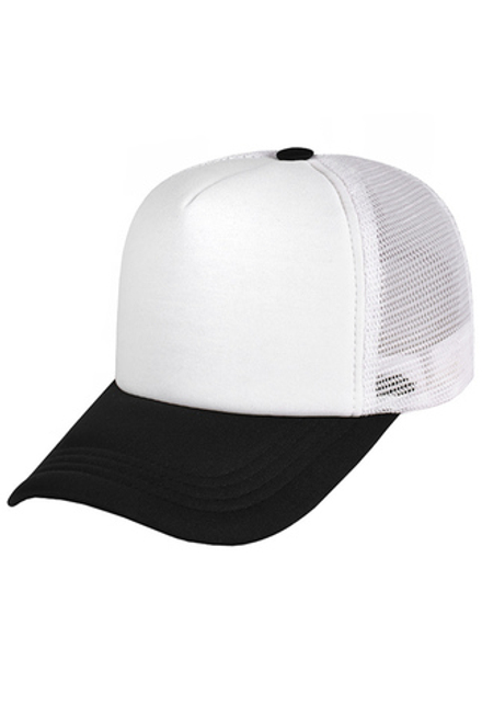 Бейсболка с сеткой белая с черным козырьком