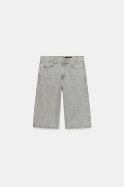 ZARA ДЖИНСОВЫЕ ШОРТЫ БЕРМУДЫ СО СРЕДНЕЙ ПОСАДКОЙ — ZW COLLECTION, СЕРЫЙ