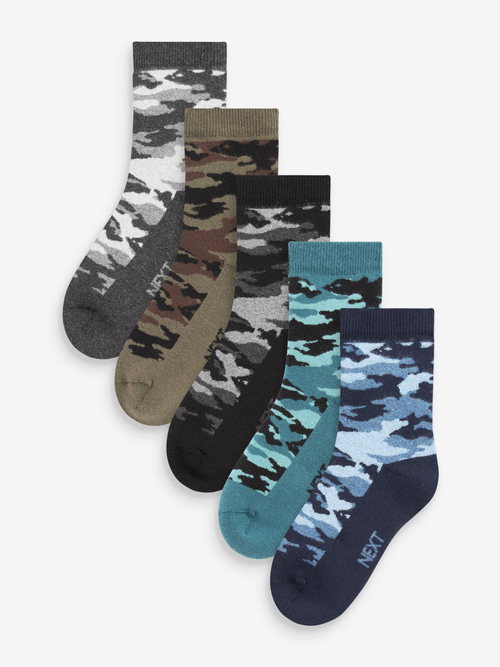 Носки хлопковые для мальчика Next M91-945, 5 шт., Серый, Синий, Хаки
