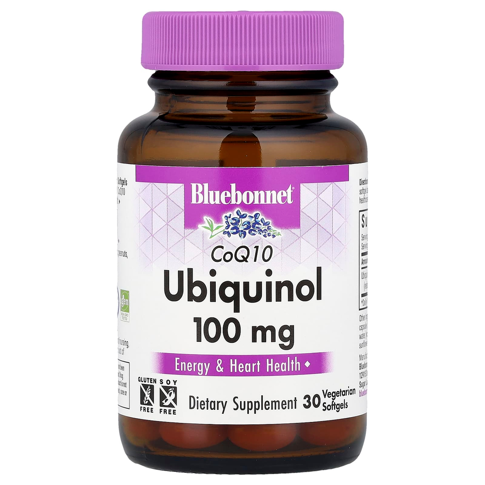 Bluebonnet Nutrition, коэнзим Q10, убихинол, 100 мг, 30 вегетарианских капсул