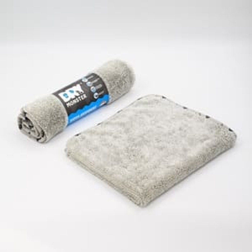 DRY MONSTER TOWEL Серое микрофибра для сушки с оверлоком 55*75см 750гр/м
