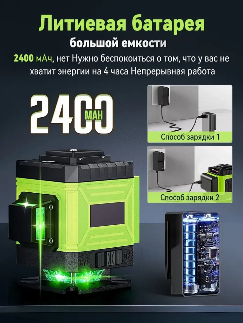 Профессиональный лазерный уровень/нивелир зеленый луч 360 градусов строительный самовыравнивающийся ручной цифровой нивелир для ремонта/8 лучей