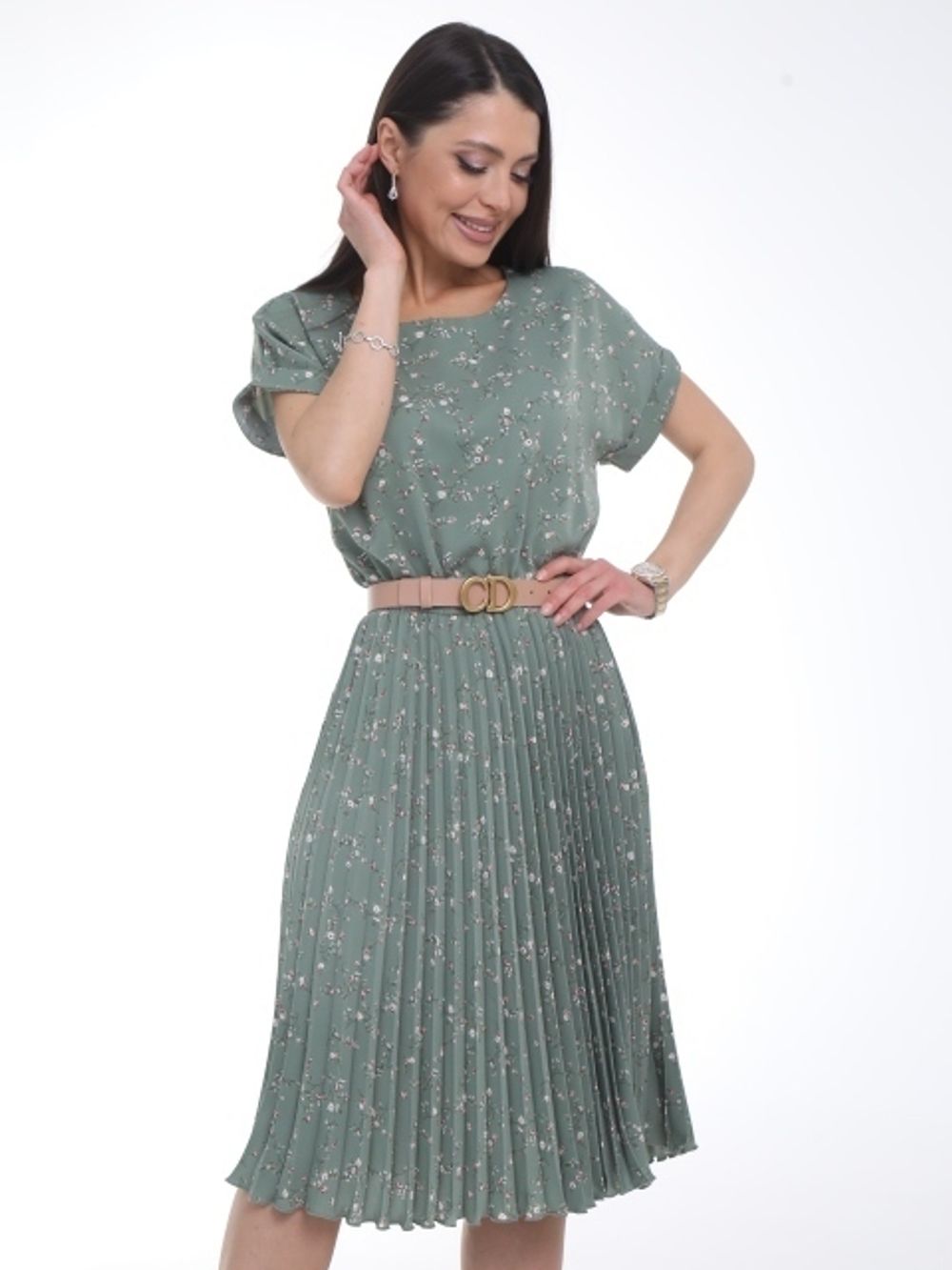 Платье Сабрина (гофре,оливка) Diolche