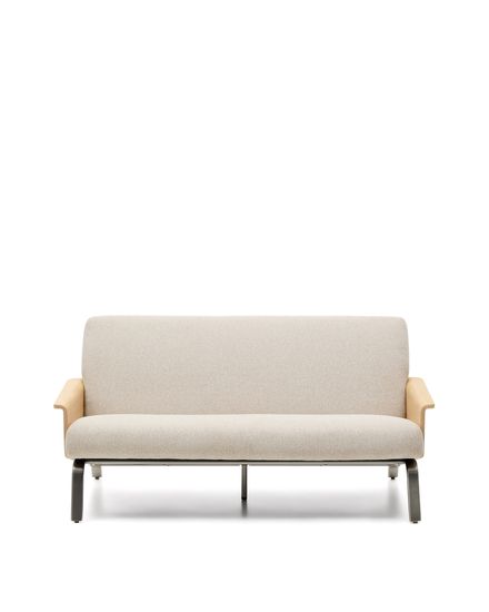 2-местный диван Amsen бежевый с подлокотниками из шпона дуба