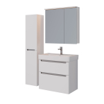 Шкаф зеркальный Lemark ZENON 80х80 см 2-х дверный, с козырьком-подсветкой, с розеткой, цвет корпуса: белый глянец
