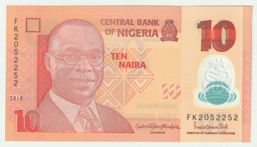 Nigeria, 10 Naira, 2018 – Polymer Banknote with Cultural Heritage Design (UNC)