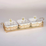 Менажница 3-х секционная на подставке, 9,5*28*8см