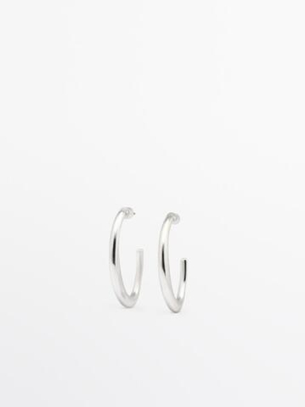 Massimo Dutti Тонкие серьги-кольца, серебряный