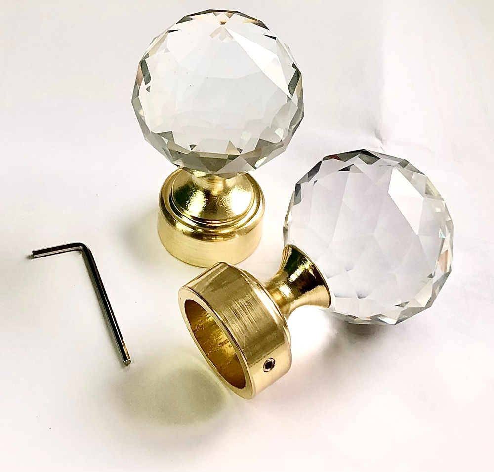 Наконечники "Шар с огранкой Ост" для кованых карнизов d25 мм, цвет латунь