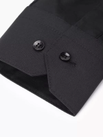 Рубашка на невысокий рост LOW SLIM FIT с длинным рукавом, черная