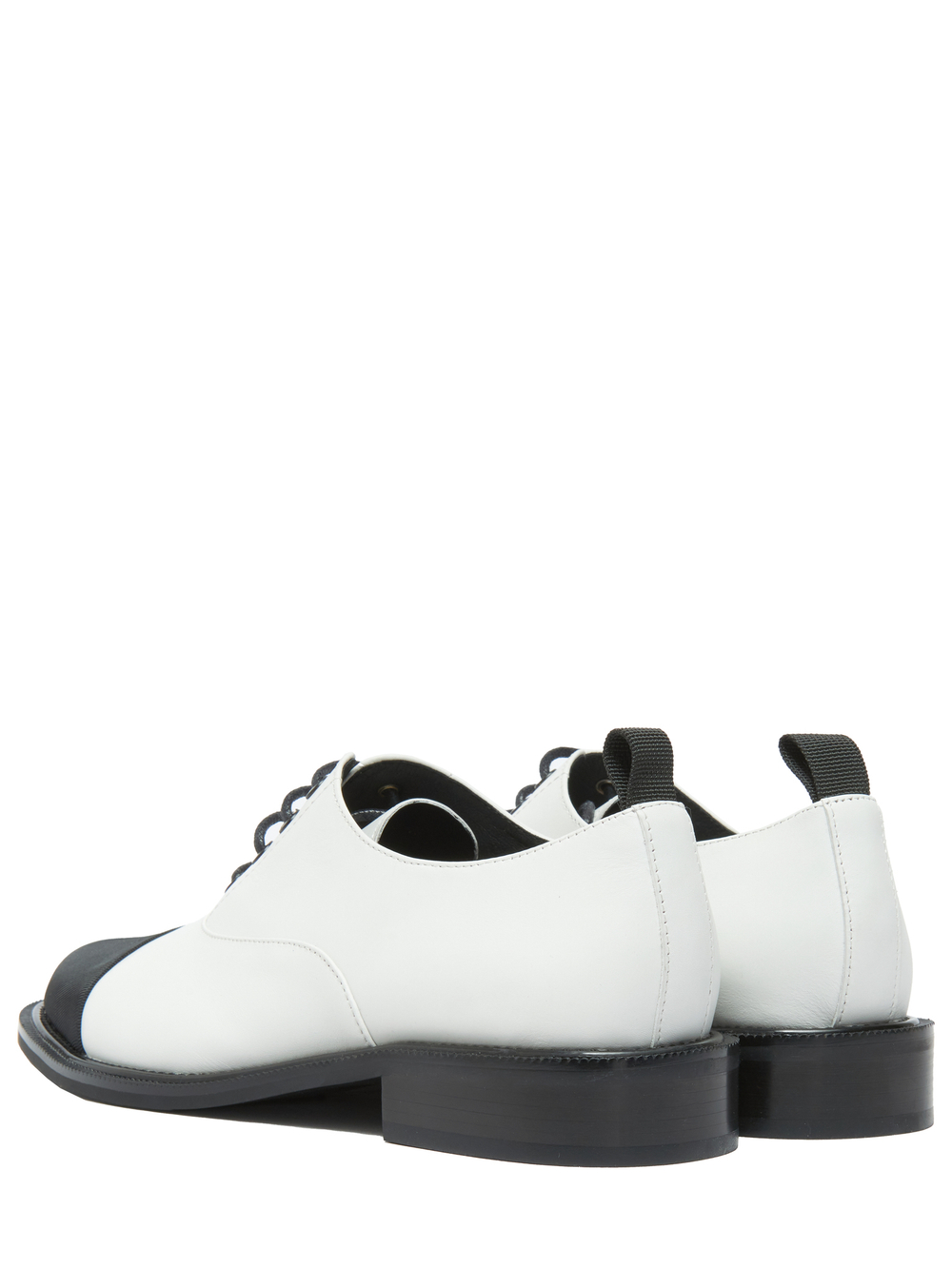 Женские комбинированные туфли бело-черные со шнурками