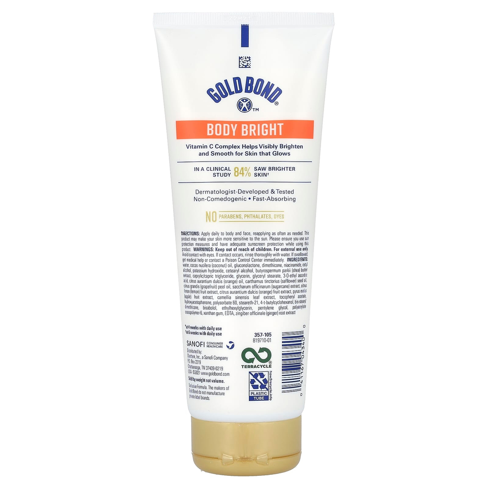 Gold Bond, Body Bright, ежедневный лосьон для тела и лица, для нормальной и сухой кожи, 226 г (8 унций)