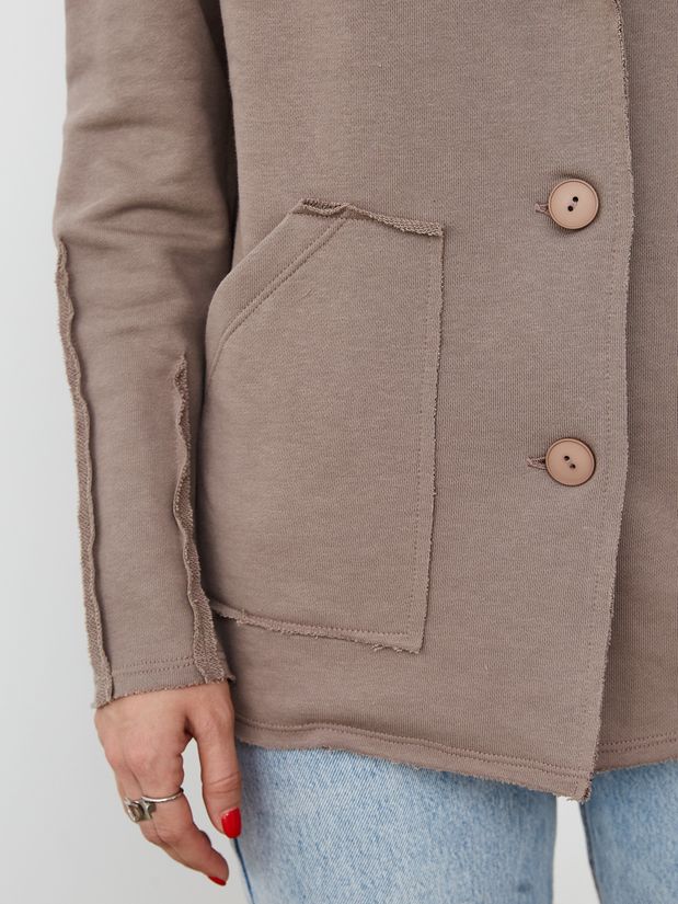 Жакет строчки трикотажный , какао