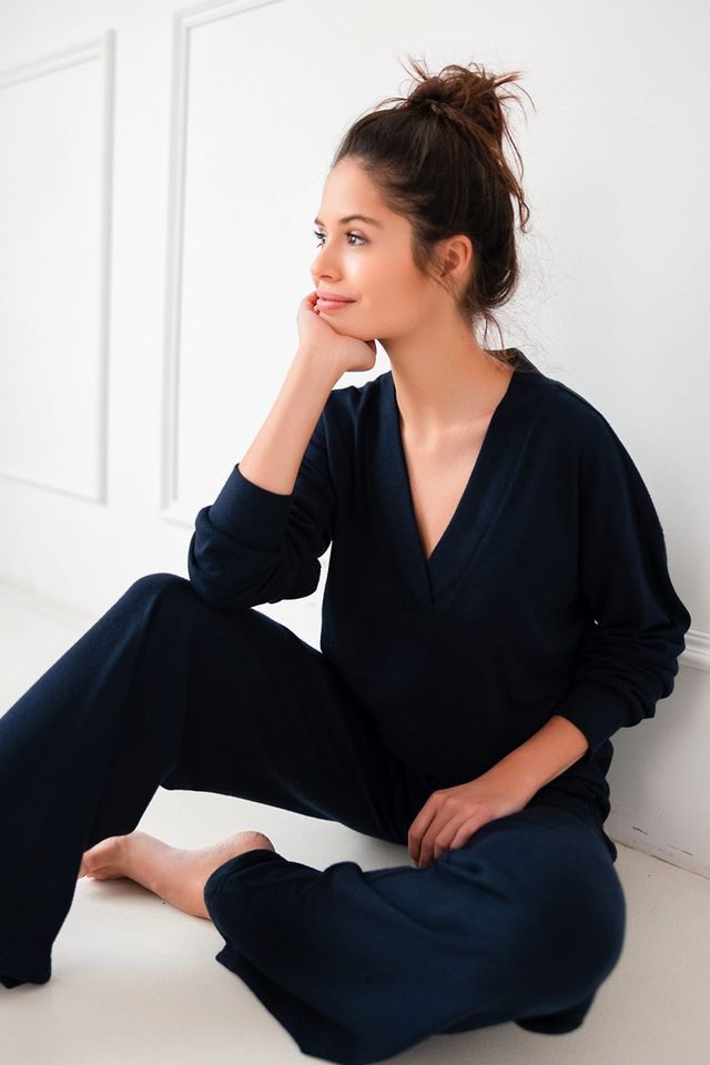 Пижама с брюками-палаццо Navy Blue