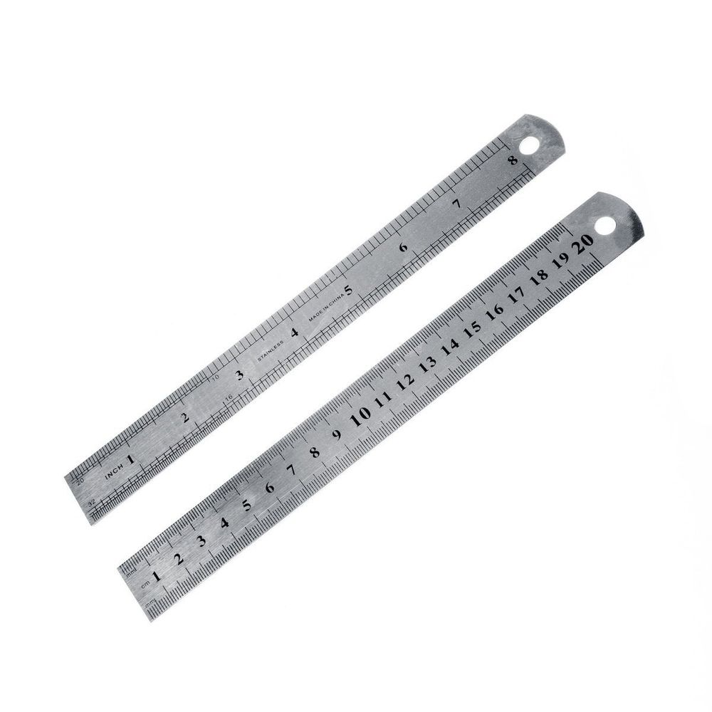 Линейка Alingar, 20 см, стальная, пружинистая, нержавеющая, 2 шкалы см/дюйм, пакет ПВХ