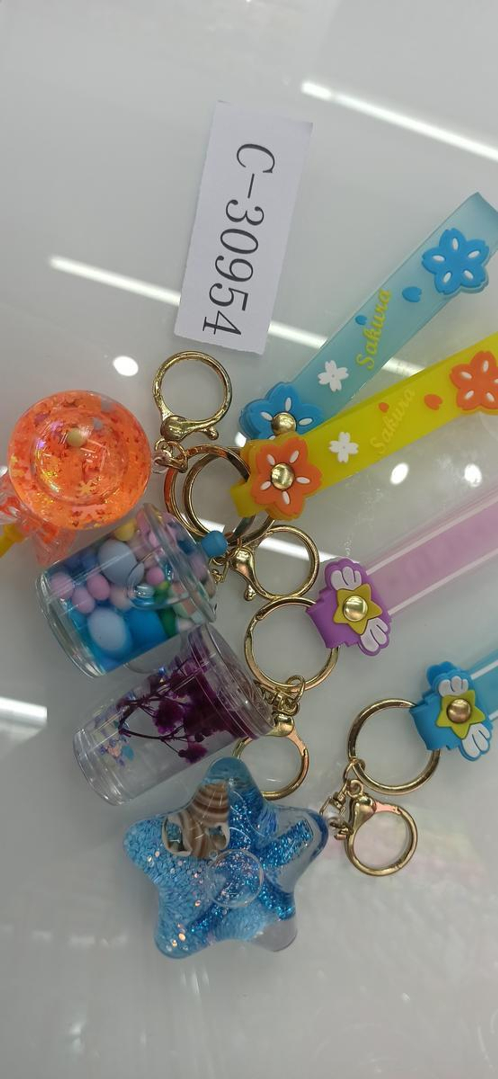 Брелок с водой 5-6 видов микс, с-30954