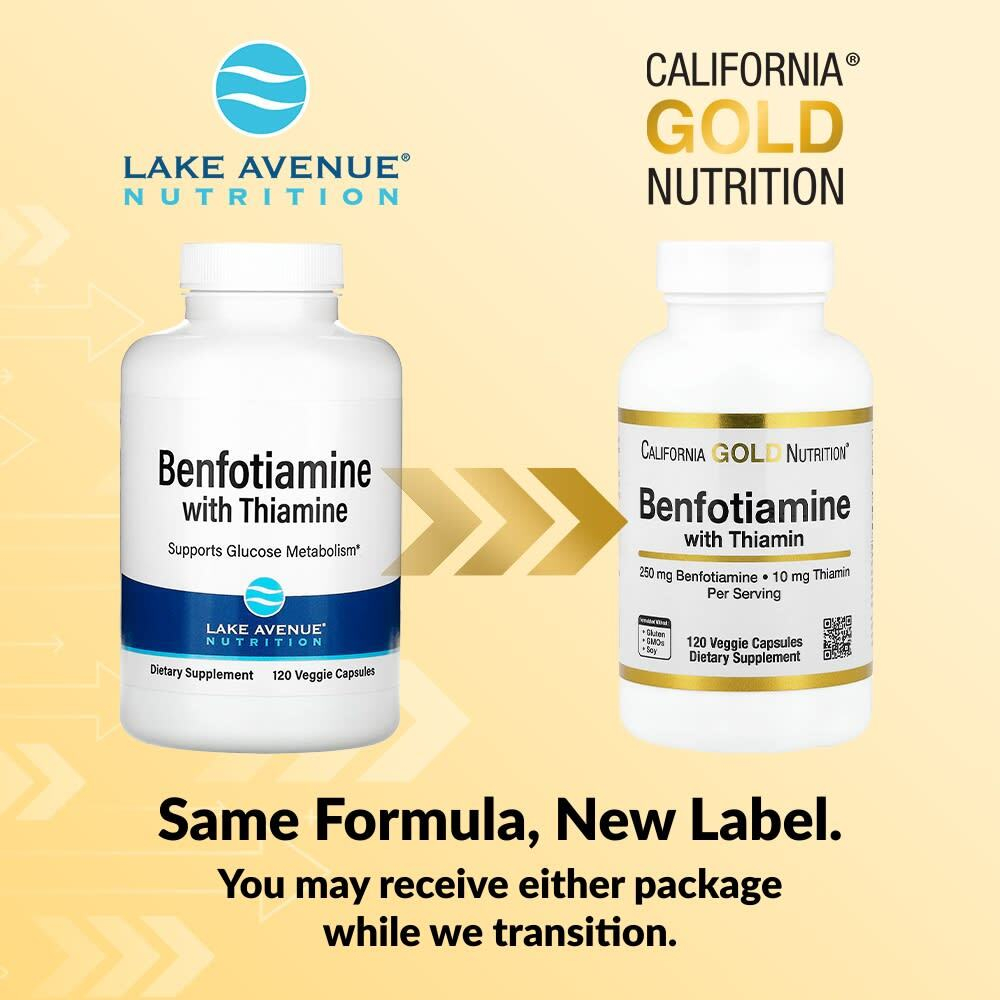 California Gold Nutrition, бенфотиамин и тиамин, 250 мг, 120 растительных капсул