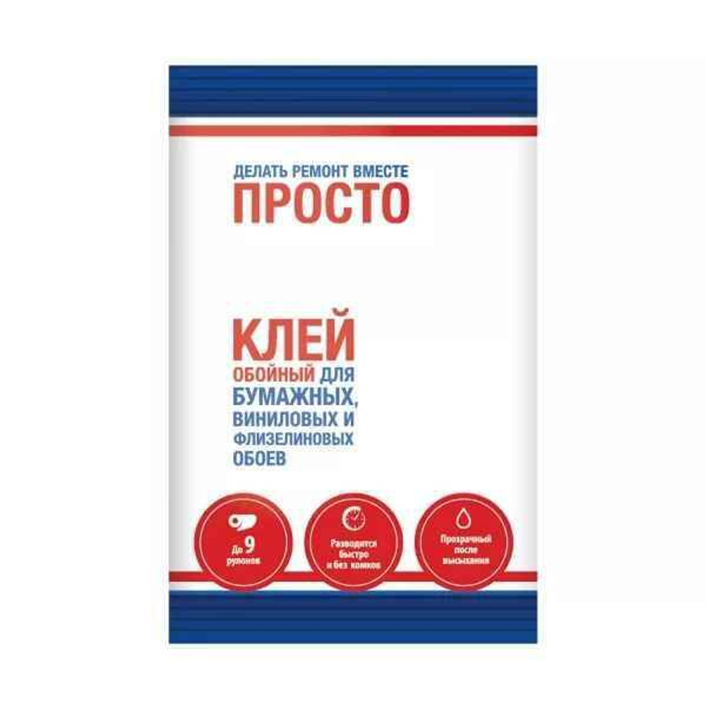 Клей для бумажных, виниловых и флизелиновых обоев Просто клей 150гр