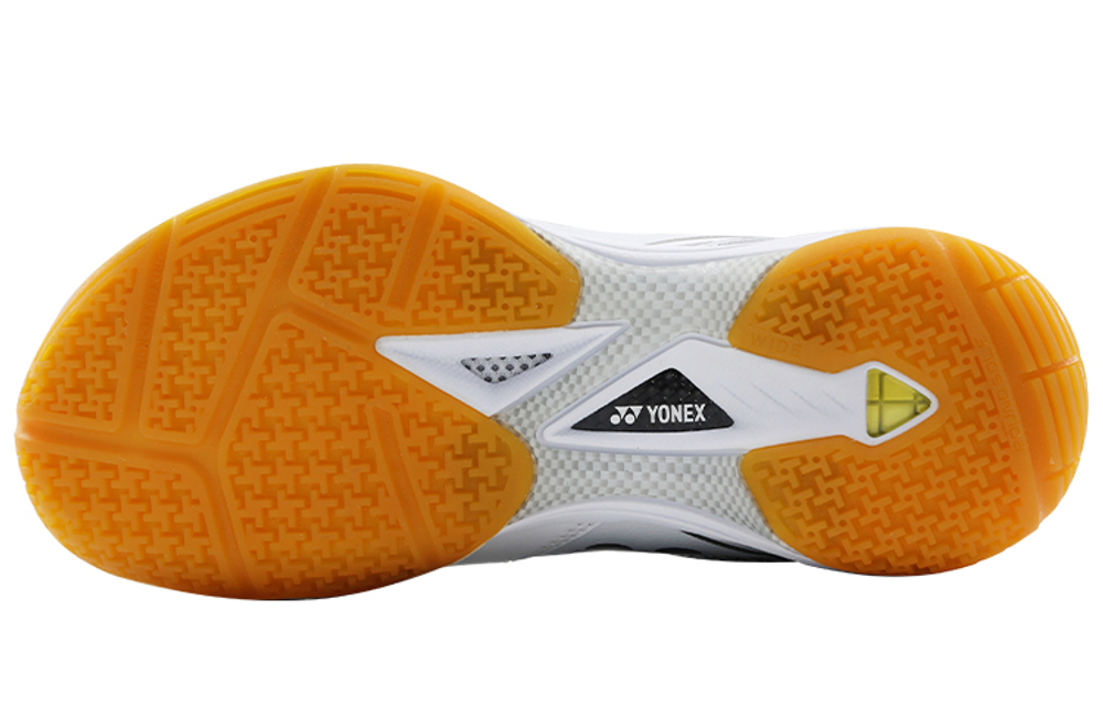 YONEX 65 3 Textile, Synthetic Leather Comfortable Low top Badminton Shoes Unisex White Silver Orange Wide Fit