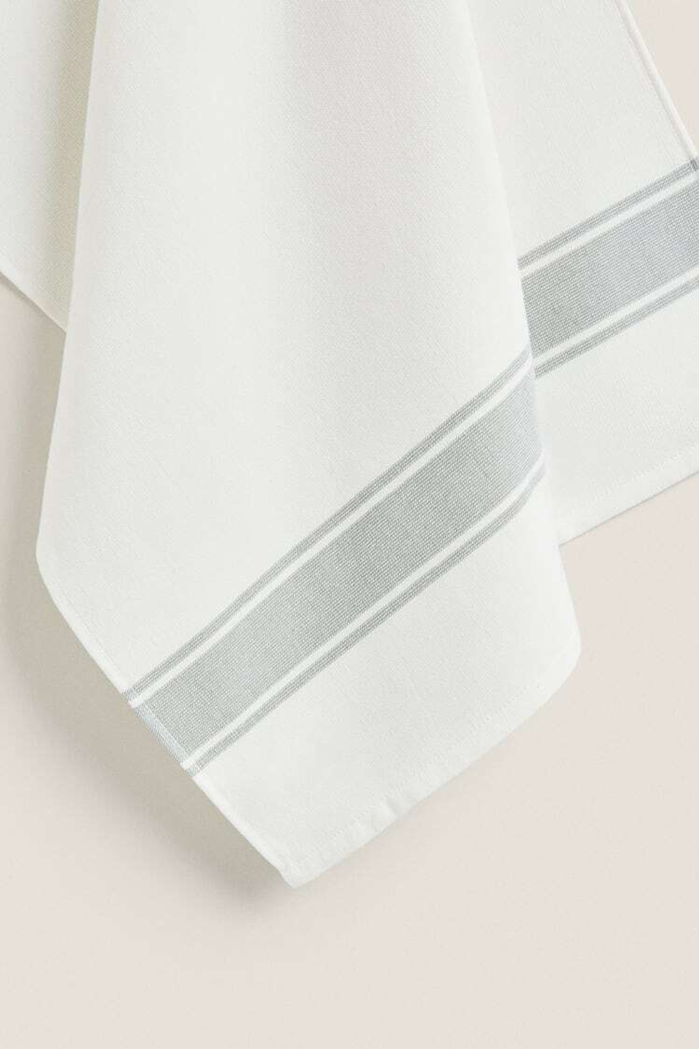 ZARA HOME ПОЛОСАТОЕ КУХОННОЕ ПОЛОТЕНЦЕ ИЗ ХЛОПЧАТОБУМАЖНОЙ МАХРОВОЙ ТКАНИ, ЗЕЛЕНЫЙ