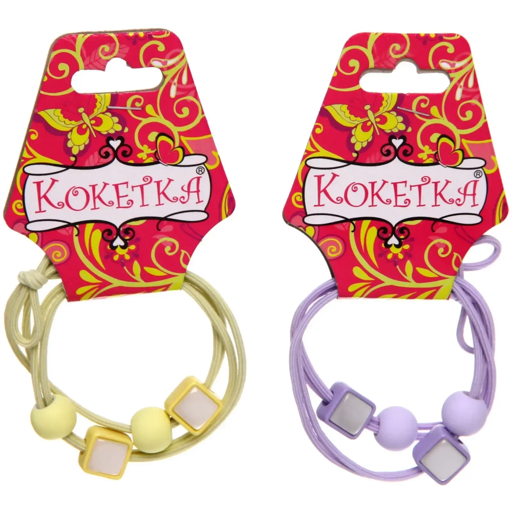 Резинки для волос детские 2шт «МЯТНЫЙ БУМ», квадратики, микс 5 цветов, d-5.5см (Кокетка)