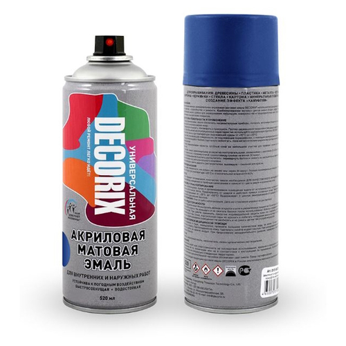 Эмаль аэроз. DECORIX акрил. синяя матовая 520мл  А23 * АКЦИЯ