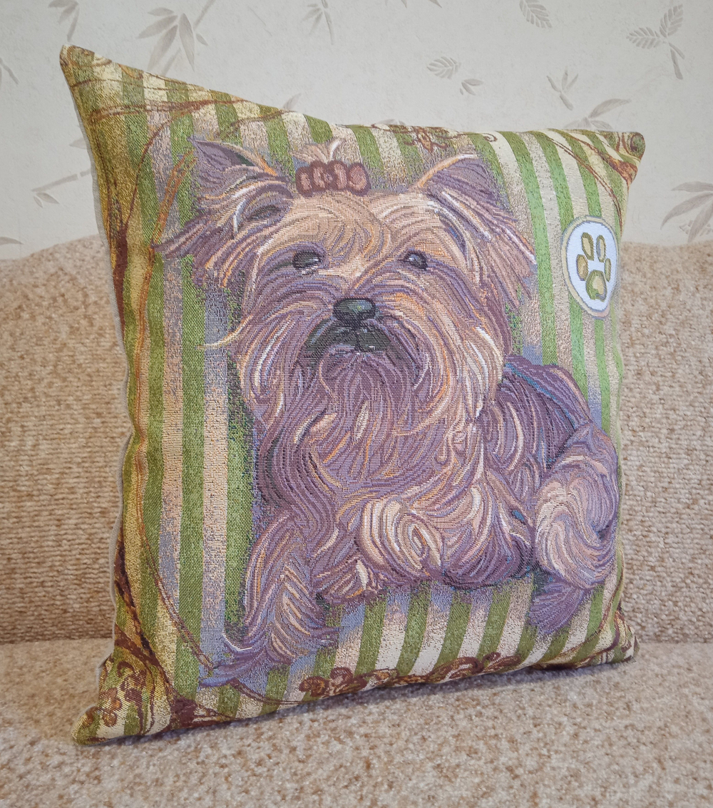 Декоративный гобеленовый чехол Йоркширский терьер 47х47