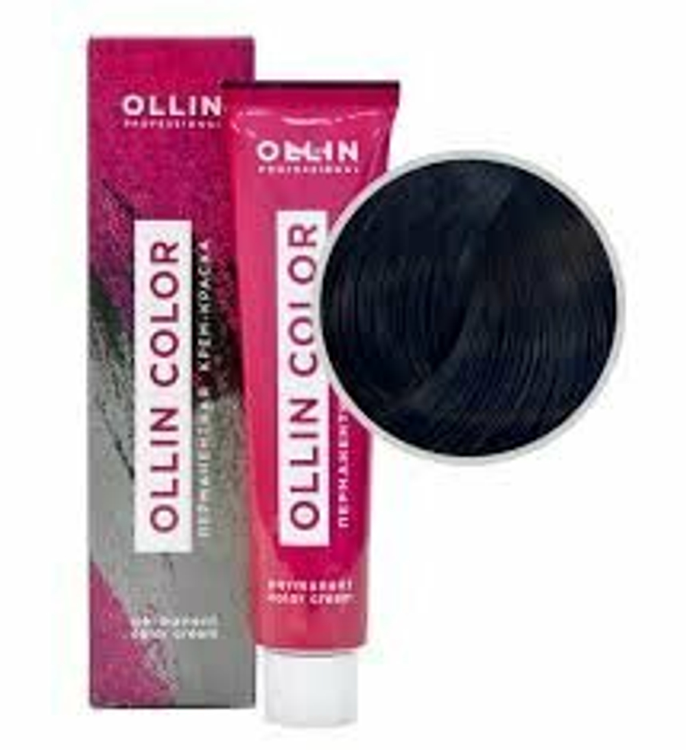 OLLIN COLOR 1/0 иссиня-черный 100 мл Перманентная крем-краска для волос