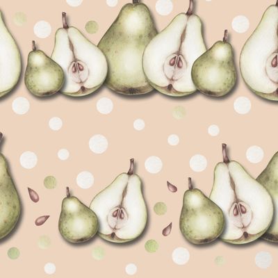 Груши в ряд на персиковом