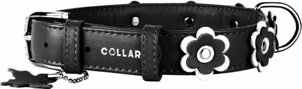 Ошейник "CoLLaR Glamour" с украшением аппликация (ширина 10мм, длина 19-25см) черный