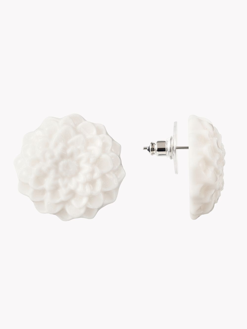 Серьги Георгин, белый фарфор