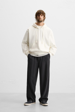 ZARA ХУДИ С КРУГЛЫМ ВЫРЕЗОМ, ЭКРЮ