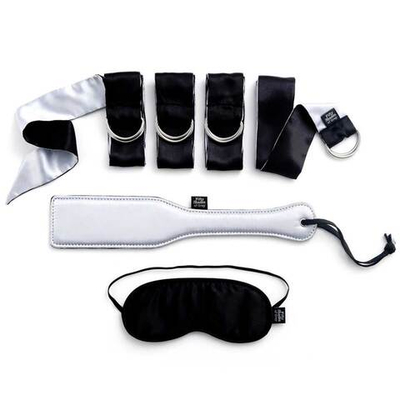 Набор фетиш-аксессуаров First Time Bondage Kit (Цвет: серебристый с черным)