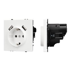 Механизм розетки с USB зарядкой SCT-NOBE-MUAA-SFPL-WH (230V, 16A) (Arlight, Белый кварц) 054288