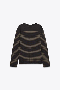 ZARA ФУТБОЛКА В ПОЛОСКУ С ДЛИННЫМИ РУКАВАМИ, ПОЛОСКИ