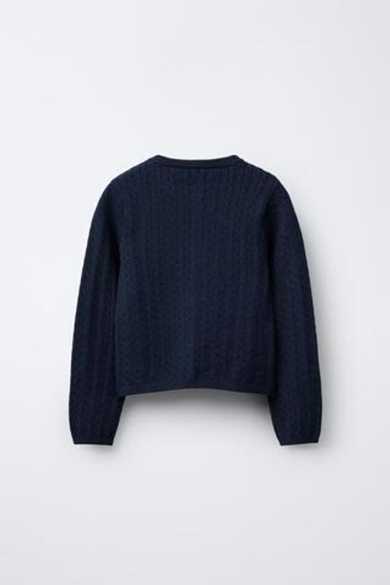 ZARA КАРДИГАН С УЗОРОМ «КОСЫ», МОРСКОЙ СИНИЙ