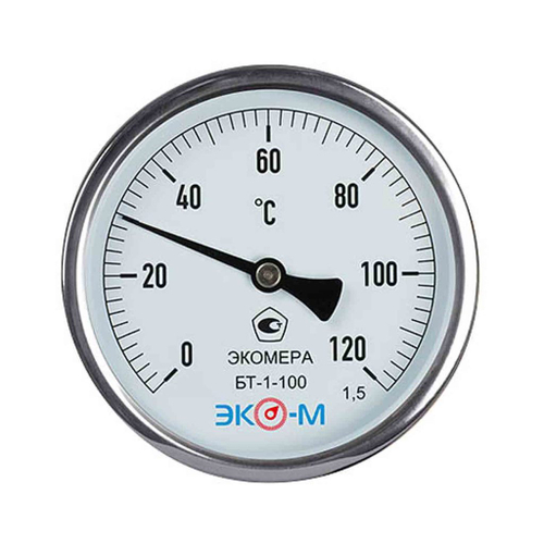 Термометр 100х1/2'' 120С БТ-1-100 шток 60мм (осевое подкл.,корпус алюминий) ЭКОМЕРА