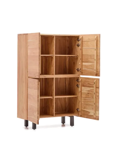 Буфет Uxue из массива акации с беленой отделкой и черной сталью 100 x 155