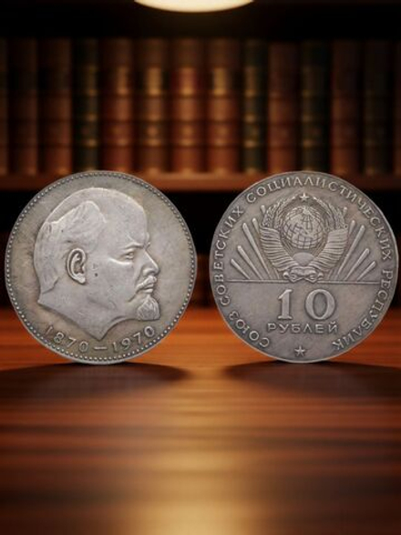 10 рублей 1970 года СССР 100 лет Владимиру Ленину Голова 1870 посеребрение Копия пробной монеты