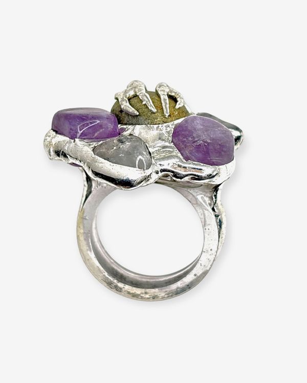Кольцо roots Rt-R-3 аметист галька горный хрусталь - фото 1