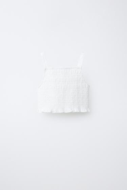 ZARA КОМПЛЕКТ: РУБАШКА И ТОП SCHIFFLY, ЖЕЛТОВАТО-БЕЛЫЙ