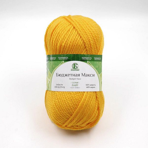 Пряжа Камтекс Бюджетная Макси / уп.4 мот. по 150 г, 140 м, 104 желтый, 117529699394