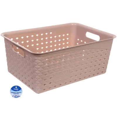 Корзина для хранения «АТЛАНТА», цвет пудрово-бежевый, 36*24*14,8см (лейбл Селфи)