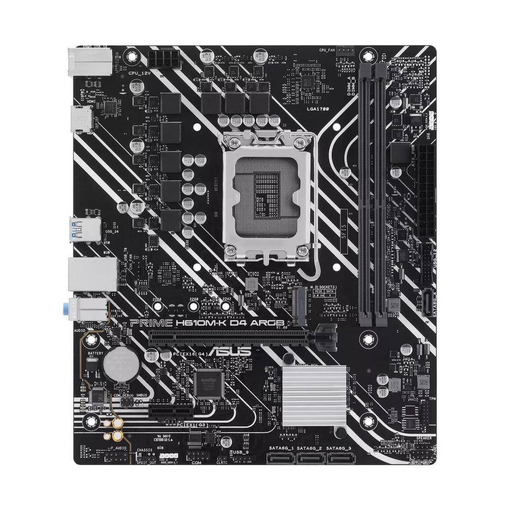 Материнская плата ASUS PRIME H610M-K D4 ARGB, LGA1700, H610, mATX