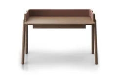 Стол письменный Basic 140*60 см (натуральный дуб, кирпичный экокожа)