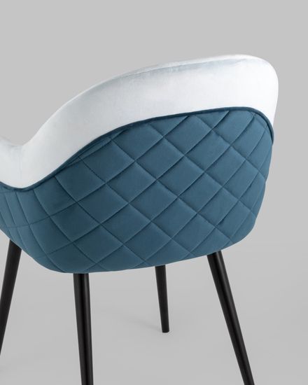 Стул Новел велюр светло-голубой с синей спинкой