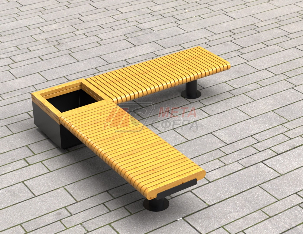 Лавка Rail Road 01 угловая с вазоном