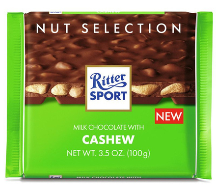 Ritter Sport  шоколад молочный с кусочками соленого кешью 100 гр