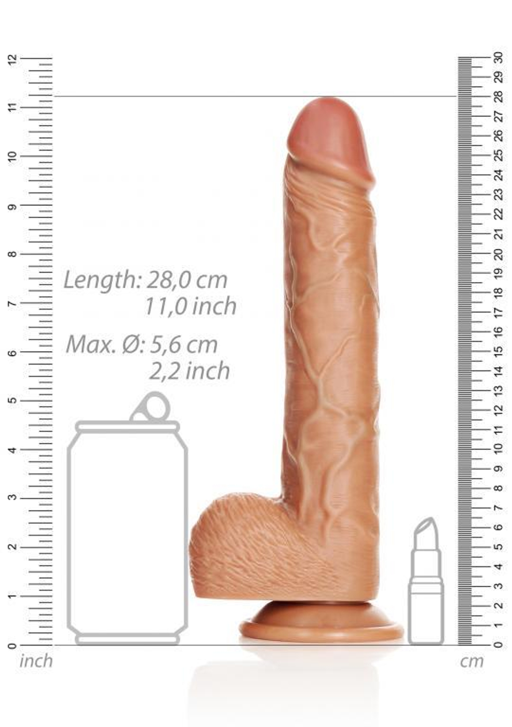 Фалоимитатор Straight Realistic Dildo Balls Suction Cup - 10''/ 25,5 cm